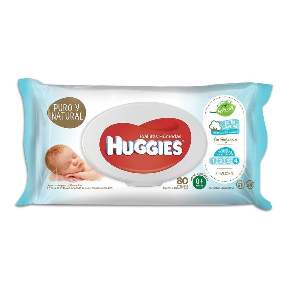 Huggies Toallitas Humedas Puro Y Natural X 80 Unidades - pedidosfarma ingredientes de las toallitas húmedas huggies