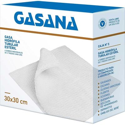 Gasana-Gasa-Hidrofila-Tubular-30-X-30cm-6-Sobres-X-2-Trozos-en-FarmaPlus