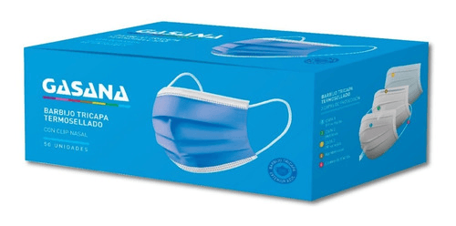 Gasana Barbijos Tricapa Termosellados Con Clip Nasal 50u
