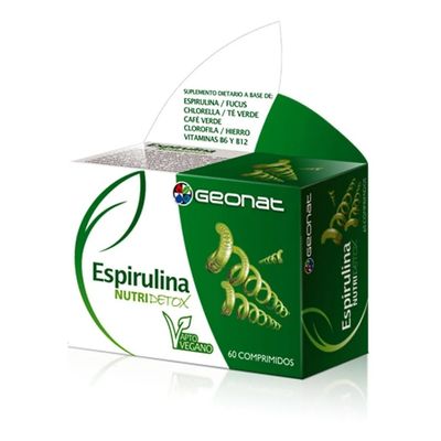 Geonat-Espirulina-Nutridetox-Vegano-Hierro-Vit-B12-B6-60-U-en-FarmaPlus
