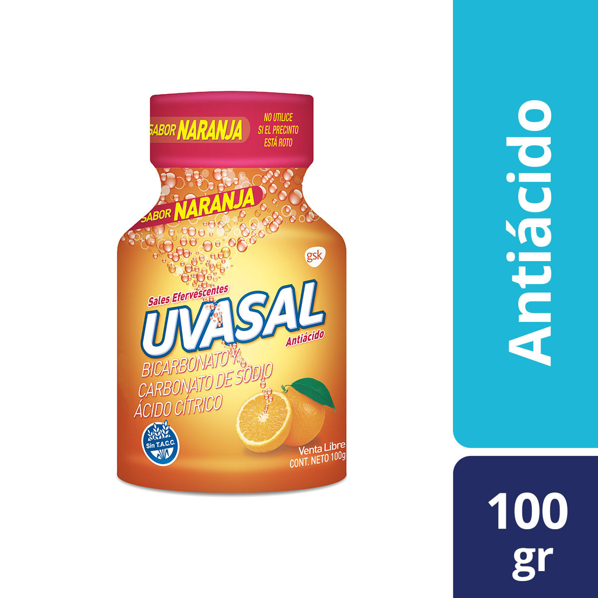 Uvasal Naranja Frasco Sales Esfervescentes 100gr