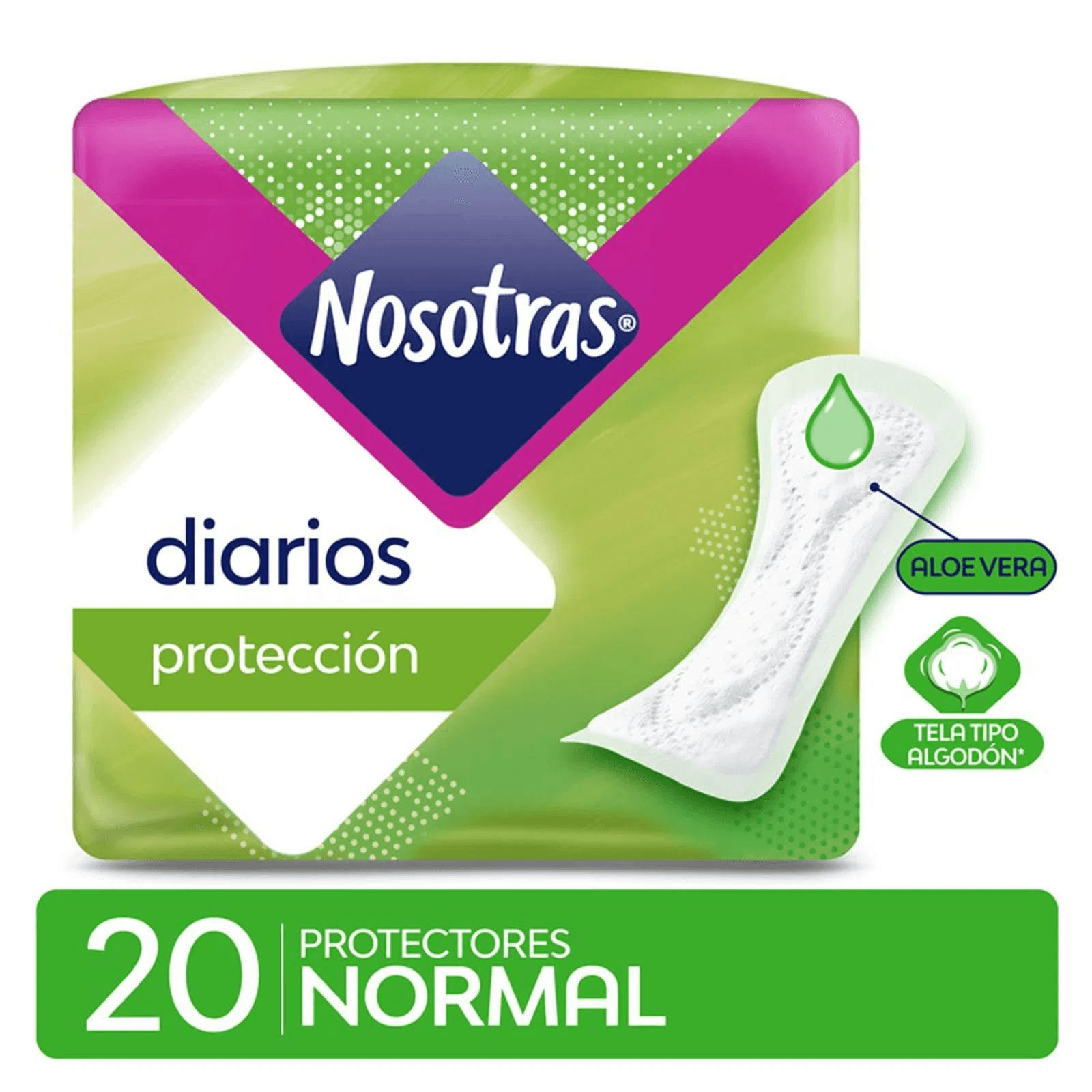 Nosotras Protector Diario Normal Aloe Vera Tipo Algodon 20u