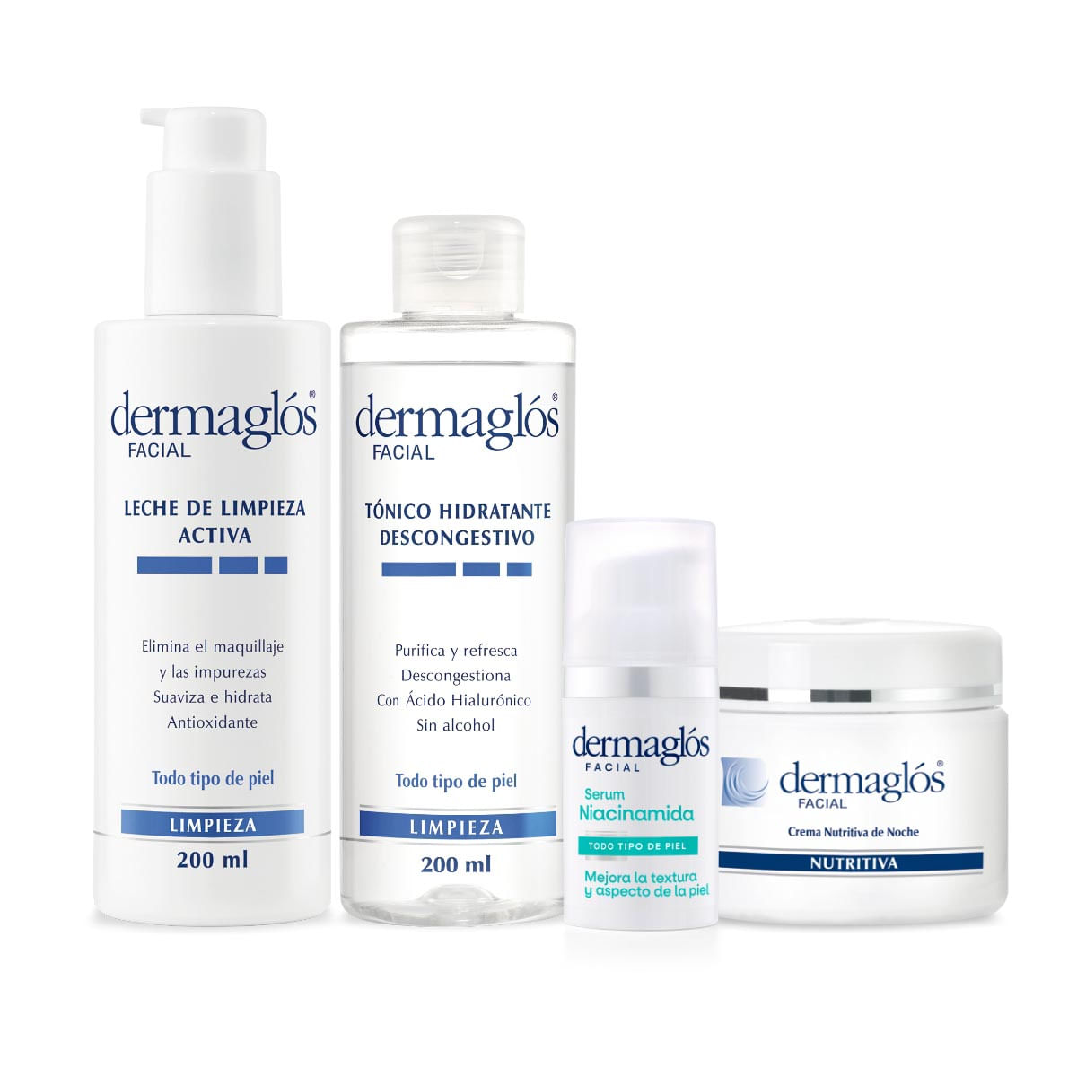 Kit Facial Dermaglós Rutina Piel Seca + Serum Niacinamida