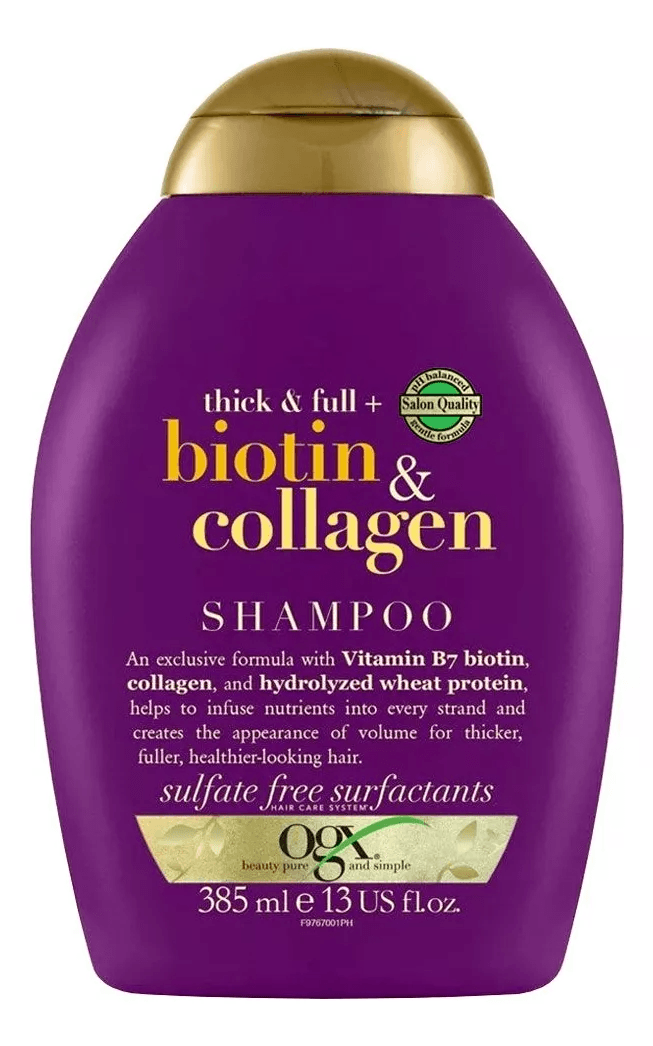 Ogx Biotin Shampoo Biotina Y Colágeno Brillo Volumen 385ml