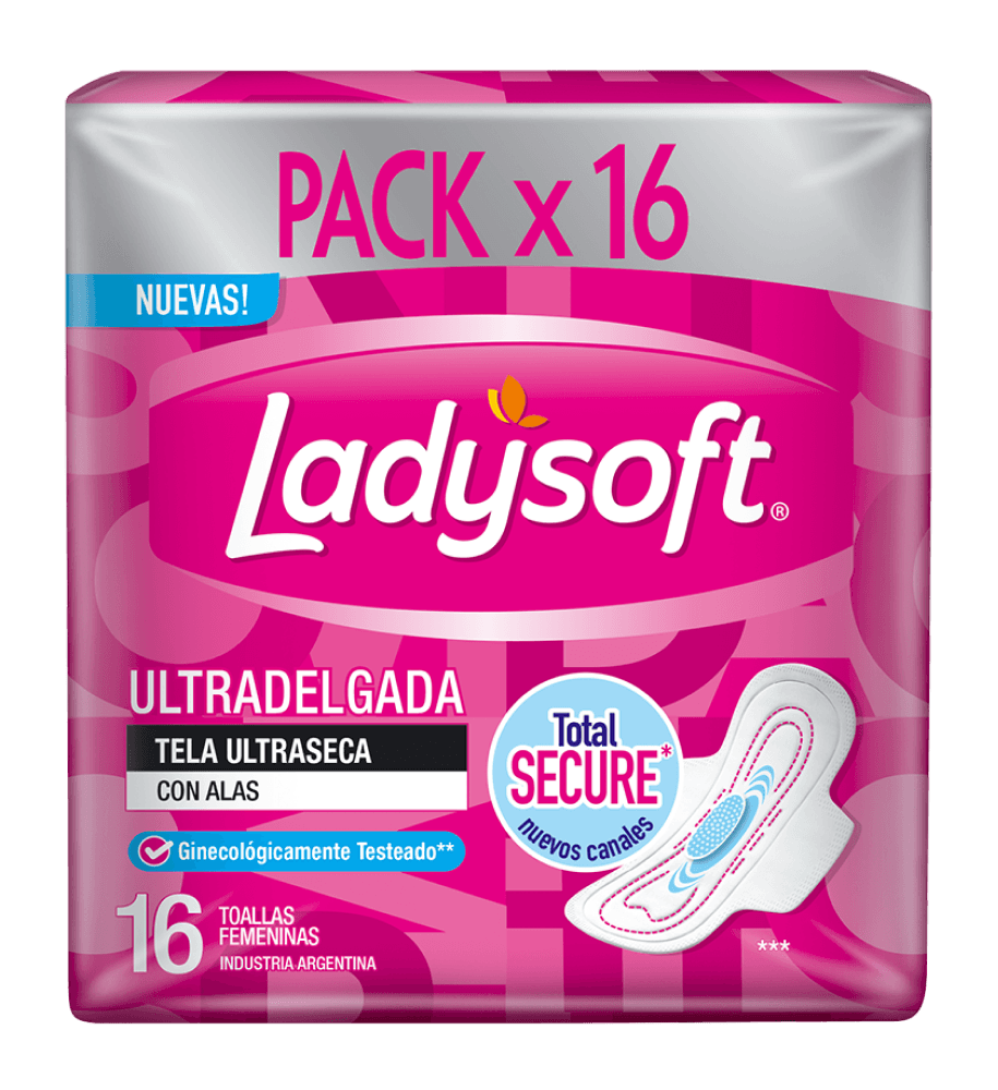 Ladysoft Toallas Femeninas Ultra Delgada C/alas 16 Unidades
