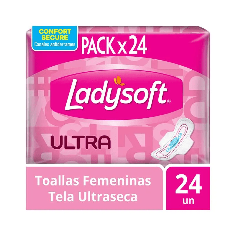 Ladysoft Toallas Femeninas Ultraseca Con Alas 24 Unidades