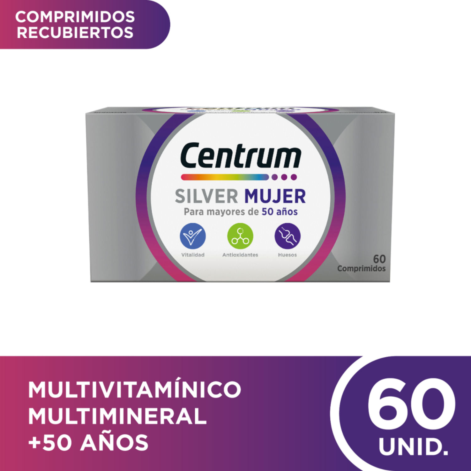 Centrum Silver Mujer +50 Multivitamínico x 60 Comp