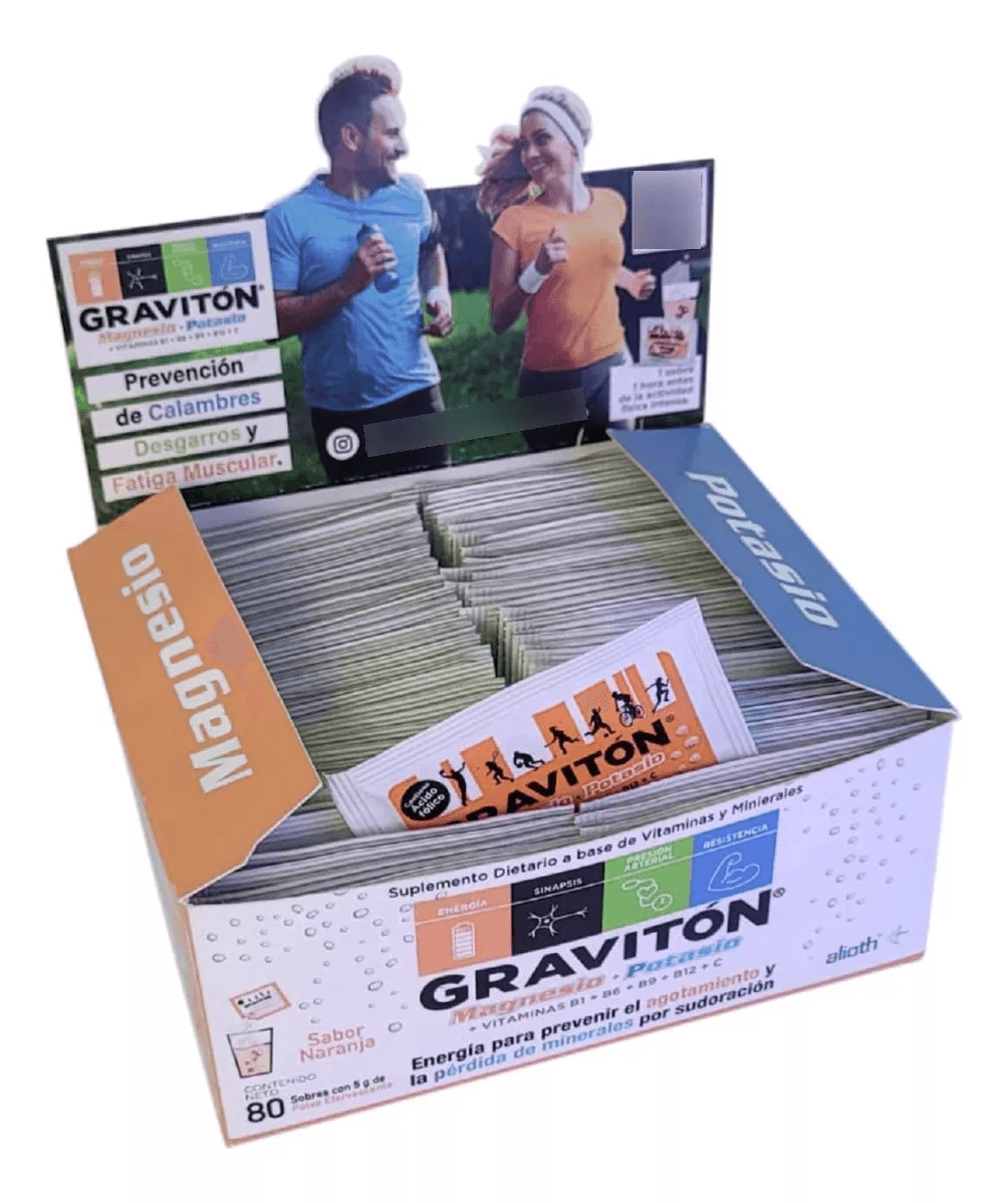Suplemento Magnesio Potasio Gravitón Calambres Sobres x 80 Un
