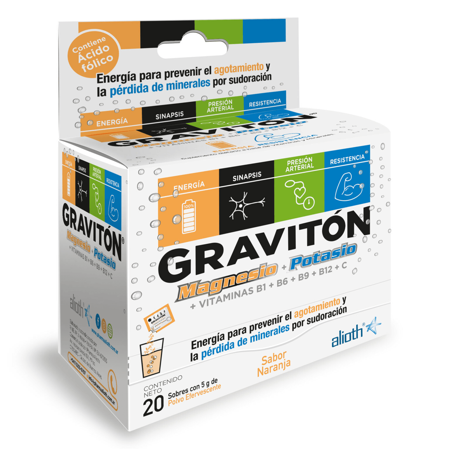 Suplemento Gravitón Magnesio + Potasio Naranja x 20 Sobres