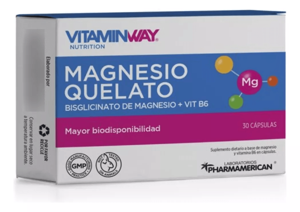 Suplemento Magnesio Quelato Vitamin Way Músculos x 30 Cápsulas