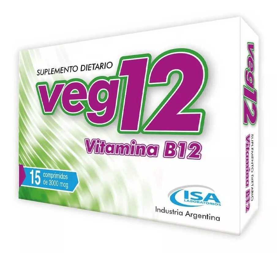Veg12 Vitamina B12 Suplemento Vegetarianos x 15 Comp