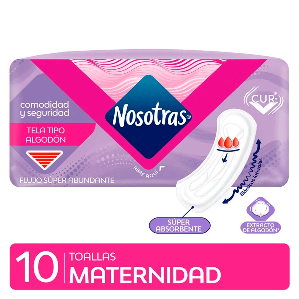 Toalla Higiénica Nosotras Maternal Suave Sin Alas 10 Unidades