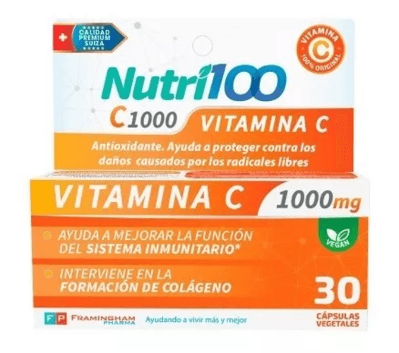 Nutri100 Vitamina C 1000mg x 30 Cápsulas Vegetales