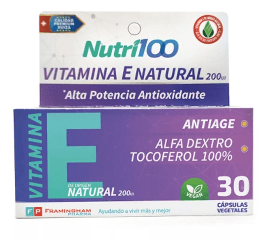 Nutri100 Vitamina E Natural x 30 Cápsulas Vegetales
