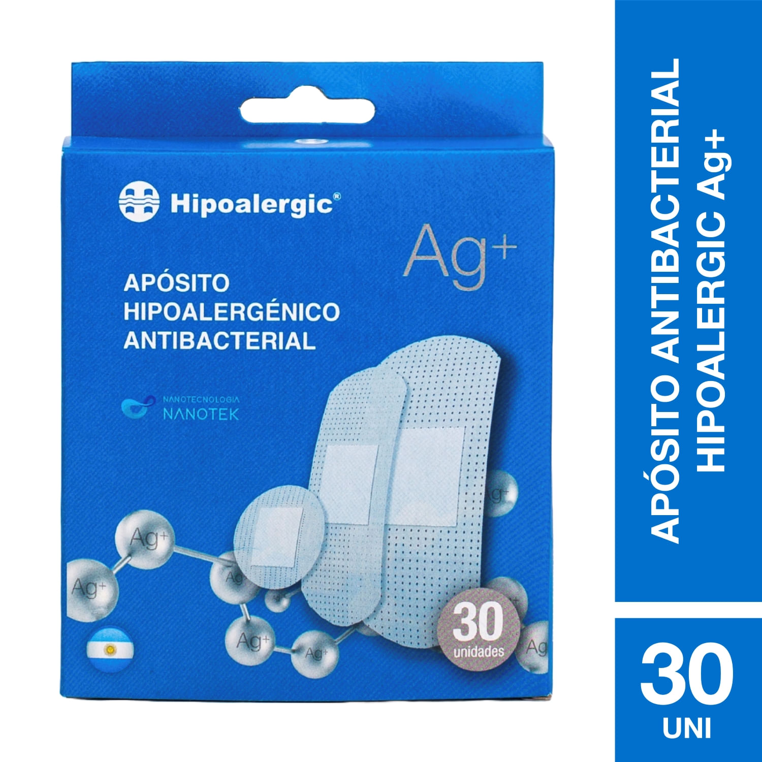 Hipoalergic Ag+ Apósitos Adhesivos Antibacteriales (30 Unidades)