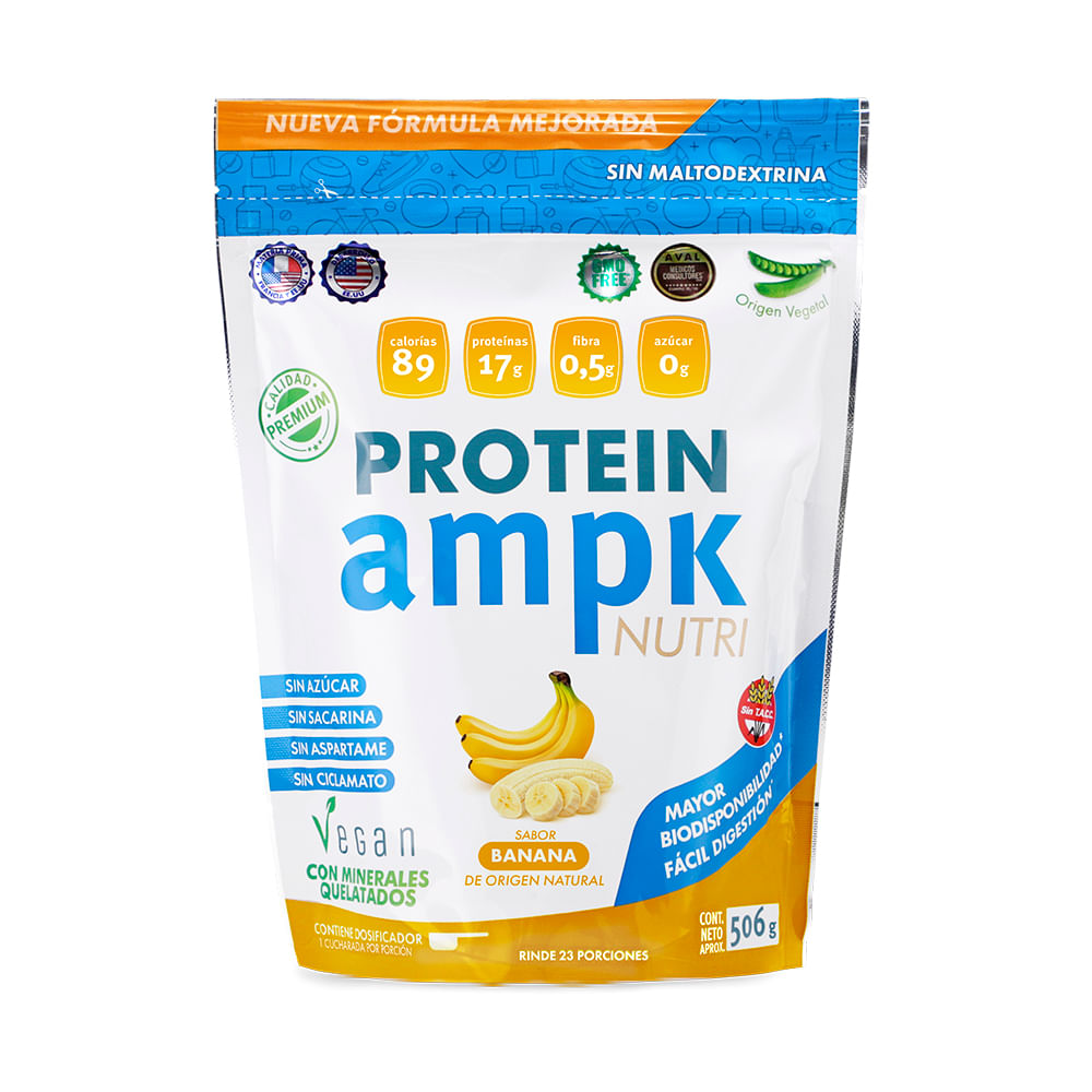 AMPK Protein Batido de Proteína Vegana Banana 506g
