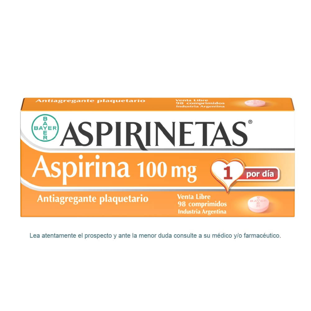 Aspirinetas Antiagregante Plaquetario con Aspirina 100mg x 98 Comprimidos
