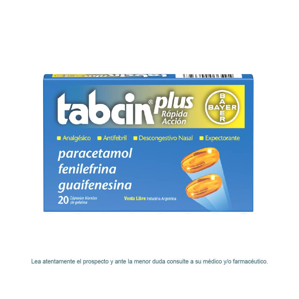 Tabcin Plus con Paracetamol x 20 Cápsulas Blandas