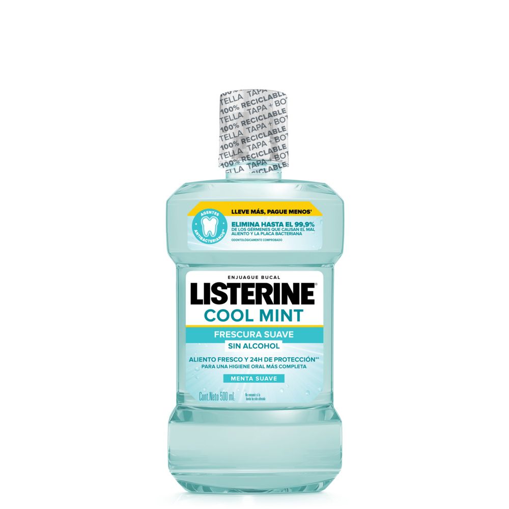 Listerine Cool Mint Zero Alcohol Enjuague Bucal X 500 Ml