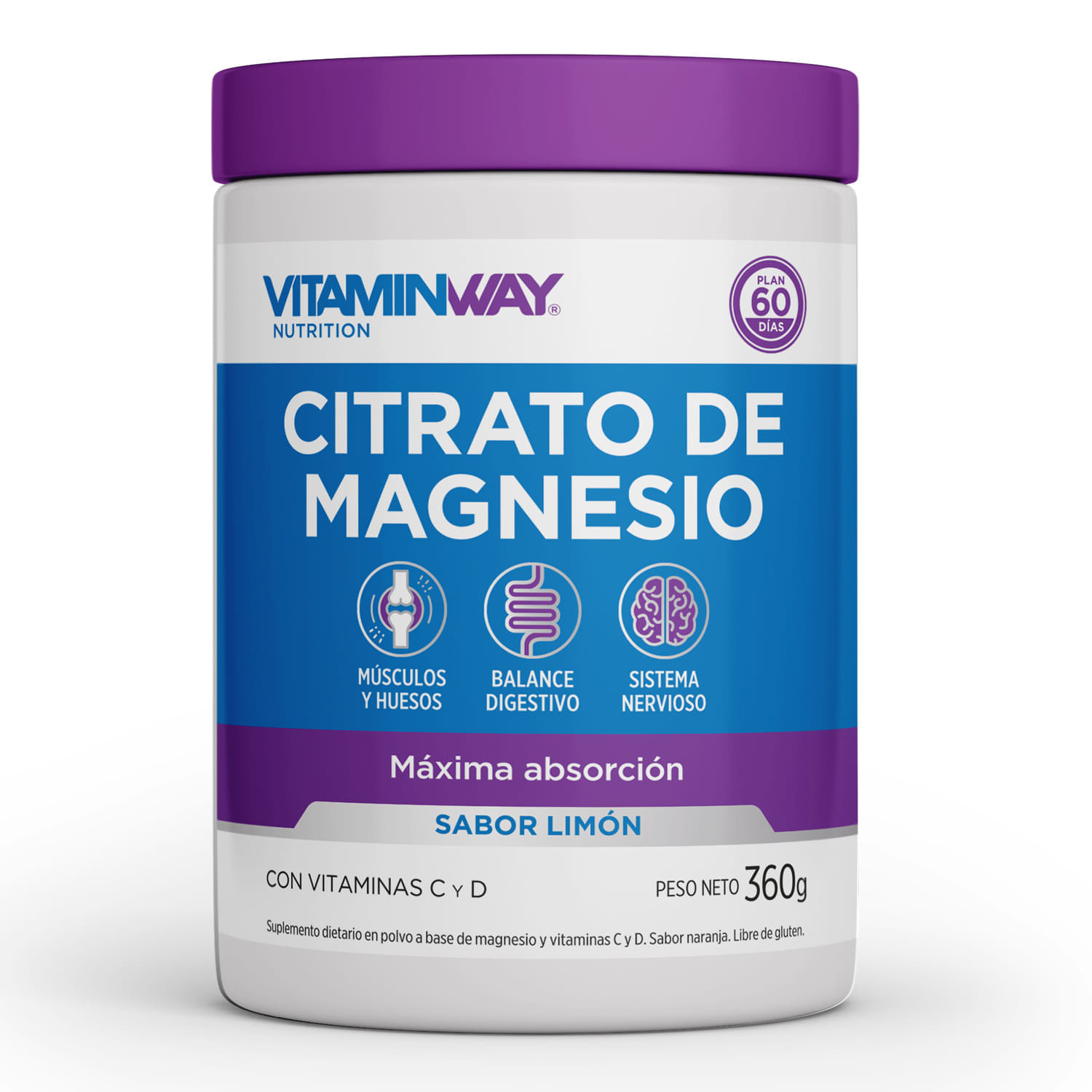 Citrato de Magnesio Vitamin Way Limón Polvo x 360g