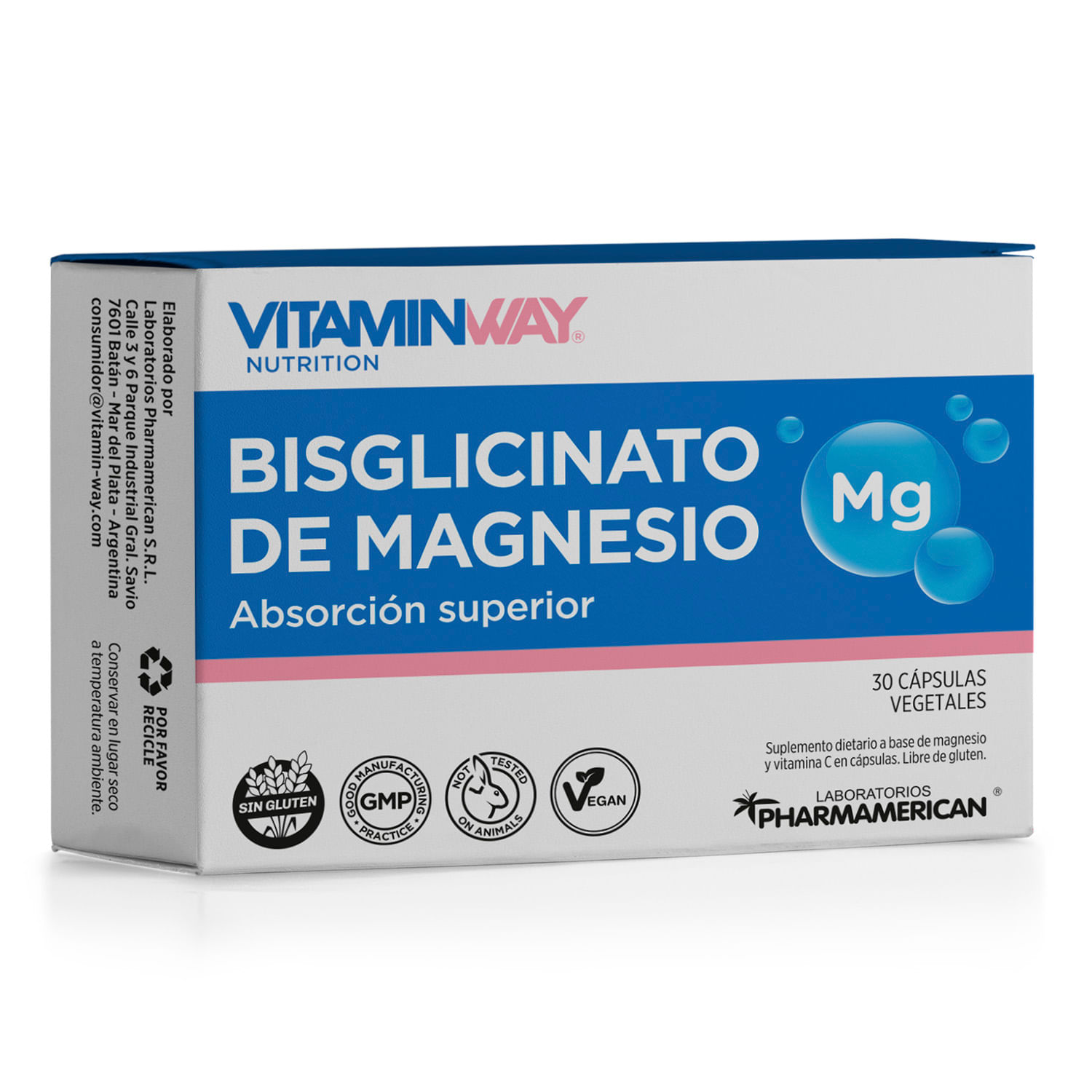 Suplemento Magnesio Bisglicinato Vitamin Way x 30 Cápsulas
